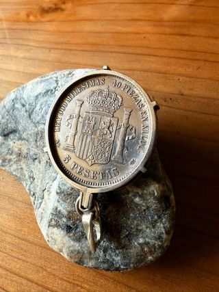 Moneda colgante de plata 5 Peseta España 1871