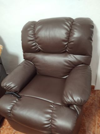  Sofás reclinable marrón - Piel sintética
