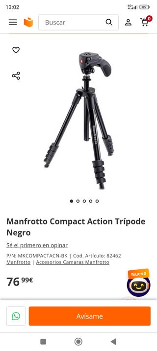Trípode Manfrotto Compact Action COMPLETO!!