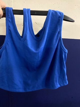 Top azul sin mangas S