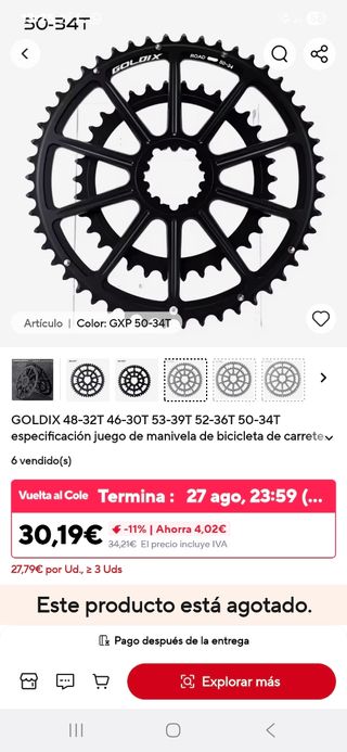 Platos bici carretera Goloix 50-34