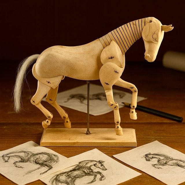 Decorativo modelo anatómico de caballo de madera