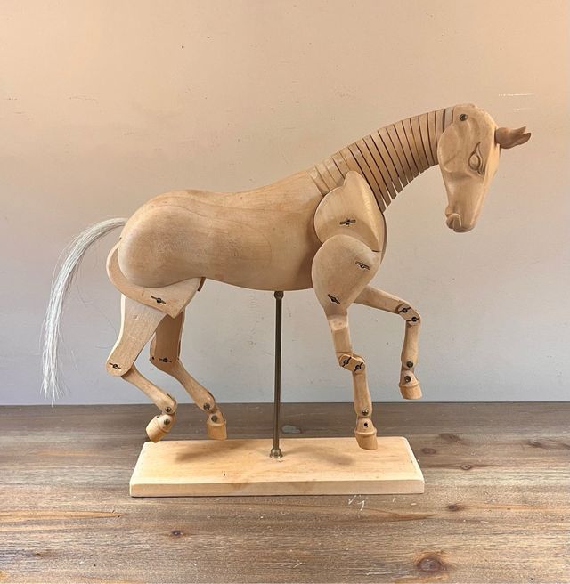 Decorativo modelo anatómico de caballo de madera