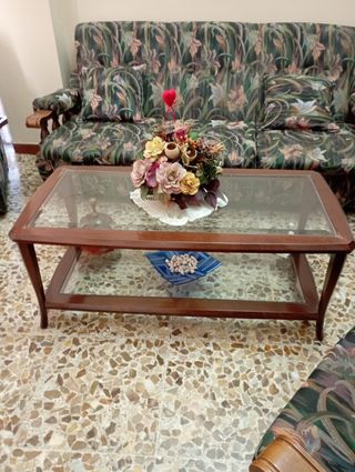 Mesa centro cristal - madera