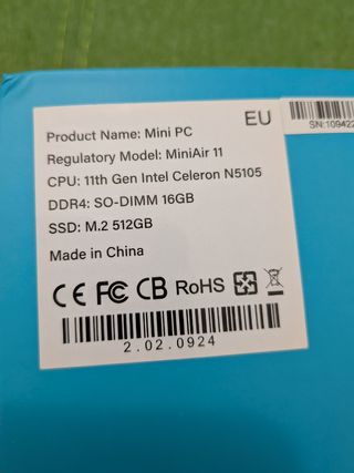 MiniPC Geekom MiniAir 11 - Intel n5105 16gb 512ssd