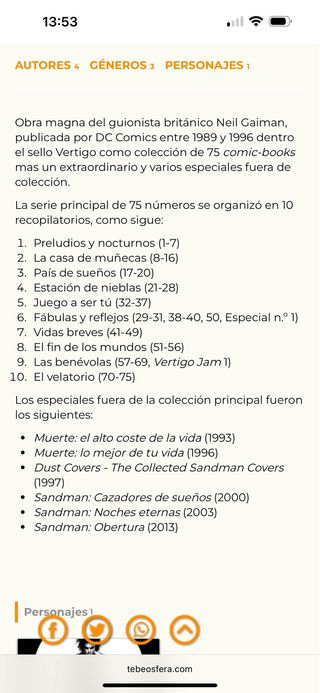 SANDMAN ¡COMPLETA! primeras ediciones