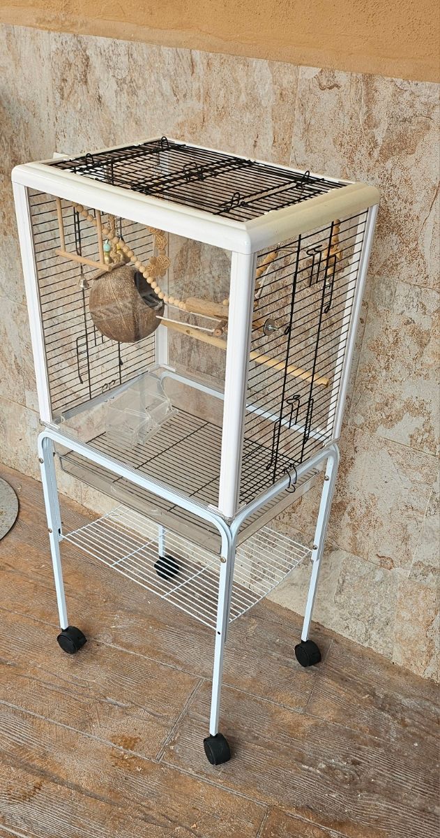 Jaula pajaros desmontable blanca