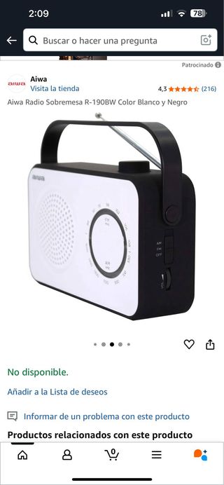 Radio Aiwa R-190BW Blanco y Negro