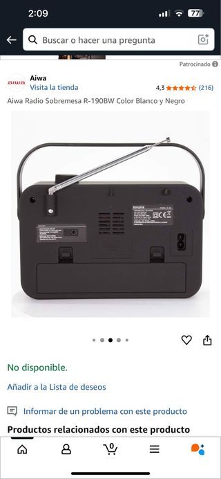 Radio Aiwa R-190BW Blanco y Negro