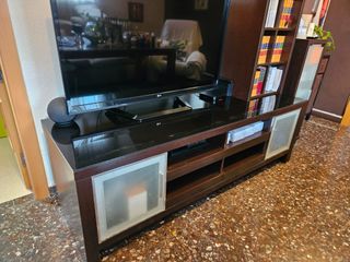 Mueble TV madera oscura