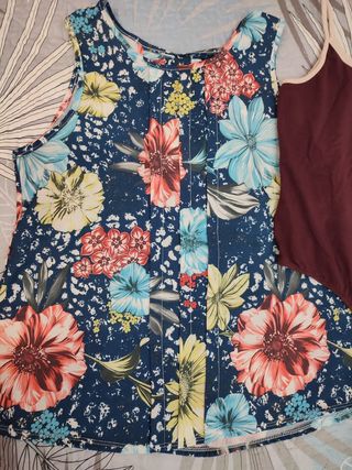 Blusa estampada + body marrón - XL