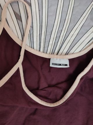 Blusa estampada + body marrón - XL
