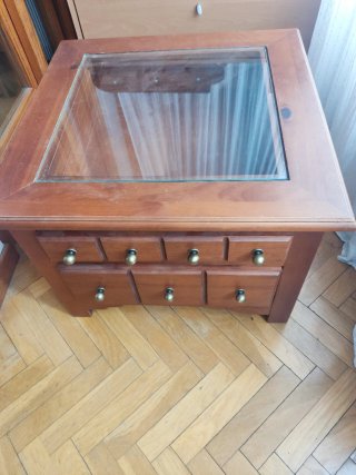 Mesa centro madera cristal