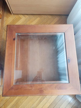 Mesa centro madera cristal