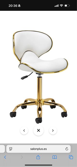 Silla salón uñas blanco-dorado