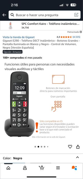 Gigaset E290 Teléfono DECT inalámbrico