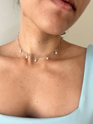 Collana in acciaio e perle con bracciale abbinato
