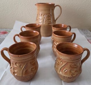 Set Ceramica Marrone - Brocca & 6 Bicchieri