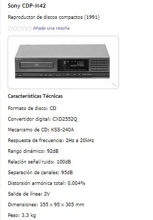 Reproductor CD SONY CDP-M42