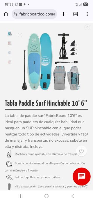 FabricBoard 10'6" Tabla de Paddle Surf Hinchable