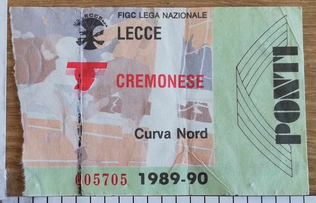 Biglietto calcio: Como -Riserva B Serie C1 1990-91