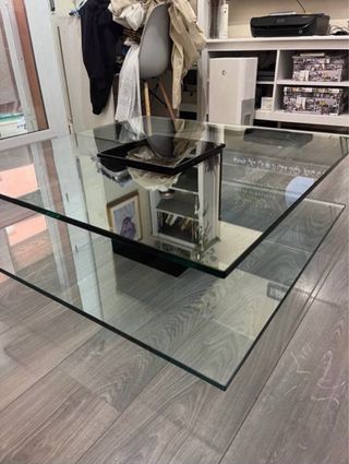 Mesa centro cristal 2 niveles