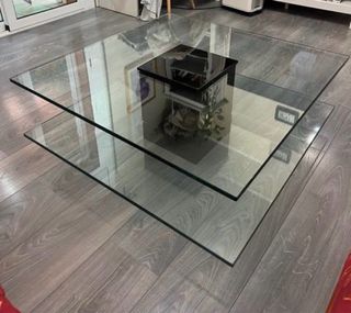 Mesa centro cristal 2 niveles