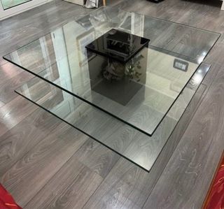 Mesa centro cristal 2 niveles