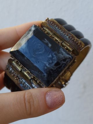 Bracciale antico ottone|Pietra nera