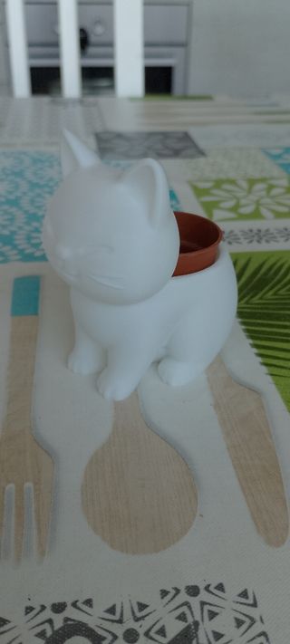 Vasetto decorativo Gattino bianco stampa  3D