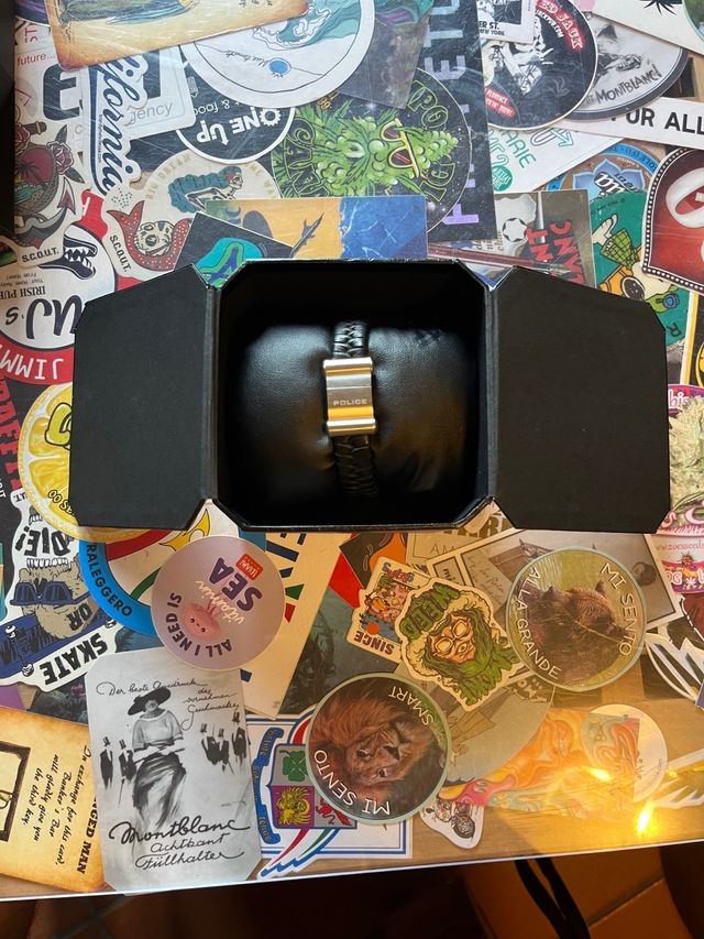 Braccialetto Police pelle nero