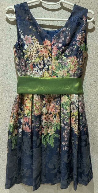 Vestido fiesta floral azul