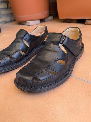 Sandalias Piel Hombre - Negras