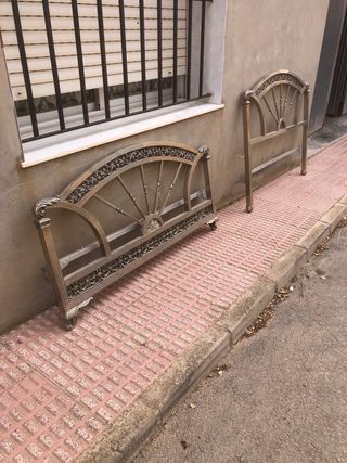 Cabecero cama antiguo metal plateado