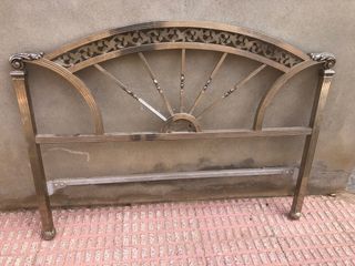 Cabecero cama antiguo metal plateado