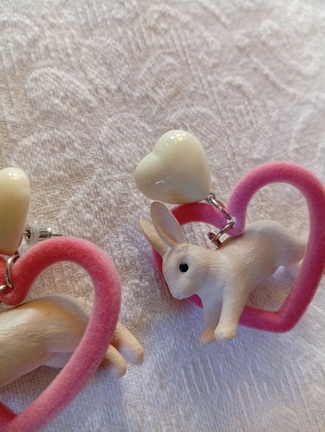 Orecchini coniglietto rosa e bianchi