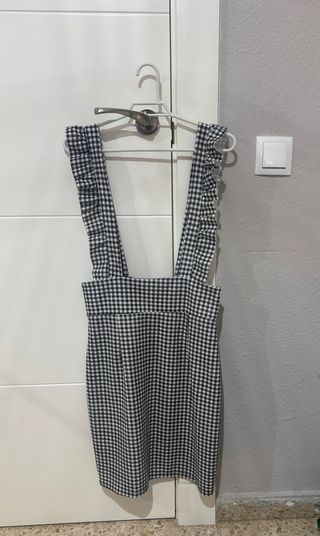 Vestido/pichi de cuadros vichy blanco-negro