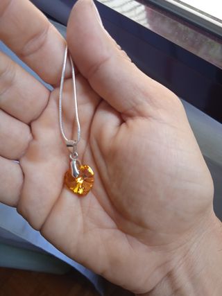 Collar corazón naranja plata 925