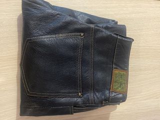 Pantalones cuero negros mujer