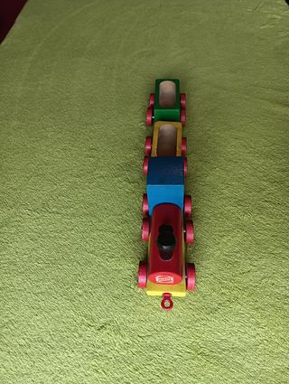 JUGUETE 1980 TREN MADERA COLORES BEBÉ MARCA HEROS