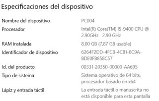 Torre PC i5-9400 8GB RAM leer anuncio completo