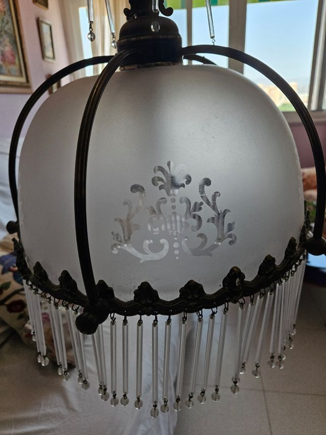 Lámpara vintage metal y cristal