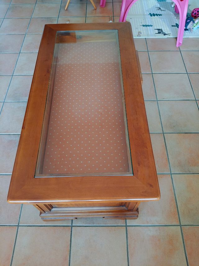 Mesa centro madera-cristal