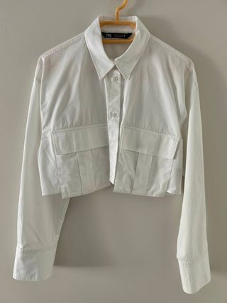 Blusa Zara blanca cropped