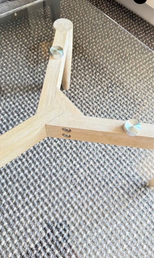 Mesa centro cristal - madera beige