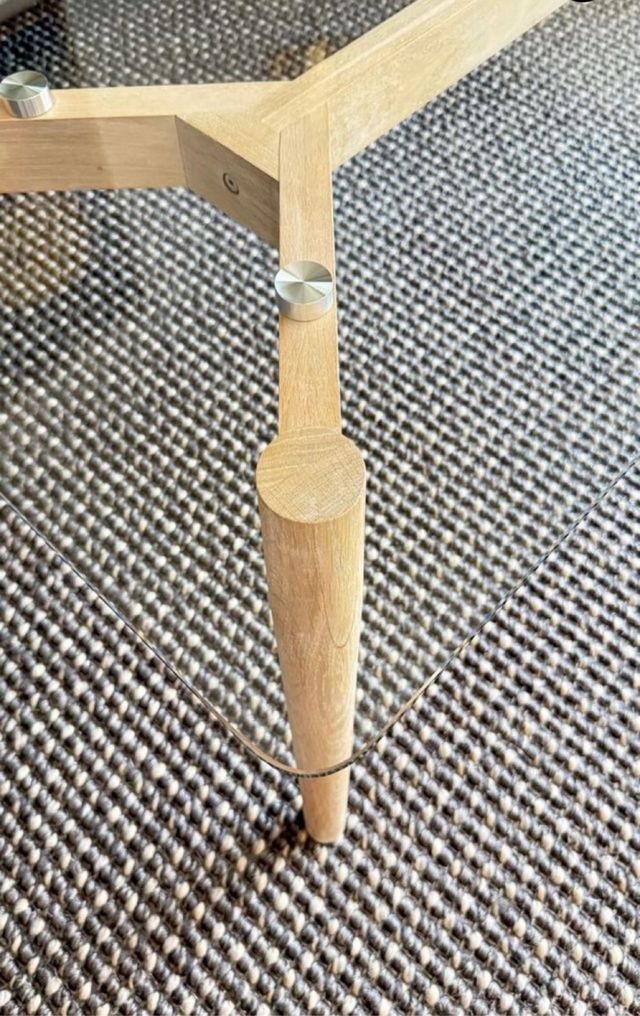 Mesa centro cristal - madera beige