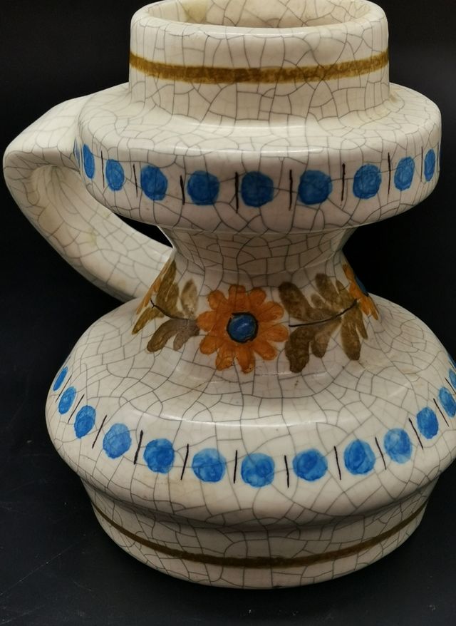 Original palmatoria antigua de cerámica craquelada