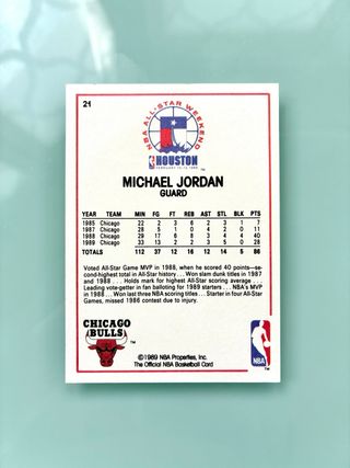 Carta NBA Michael Jordan All Star #21 Hoops 89-90