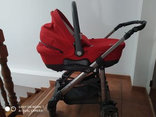 Cochecito bebé rojo: cuco, silla y capazo