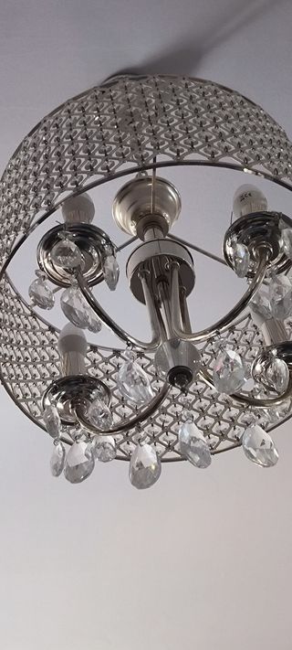 Lámparas de techo de cristal plata x2